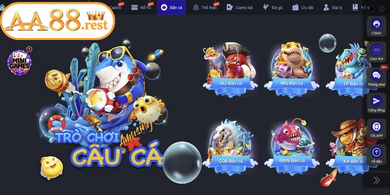 Sảnh bắn cá là nơi hội tụ đa dạng các phiên bản trò chơi săn thưởng hấp dẫn